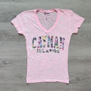 US Apparel Women's Cayman Islands Graphic Short Sleeve V-Neck Casual Tee X-Small